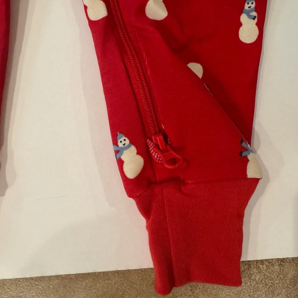 Hanna Andersson Double Zip Organic Cotton Sleeper - Snowman Print 6-12M NWT